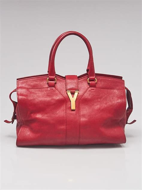 Yves Saint Laurent Red Leather Medium Cabas ChYc Bag